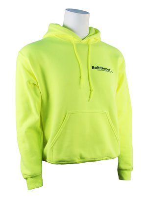 Hooded sweatshirt safety green front