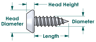 Phillips pan head framing self piercing dimensions
